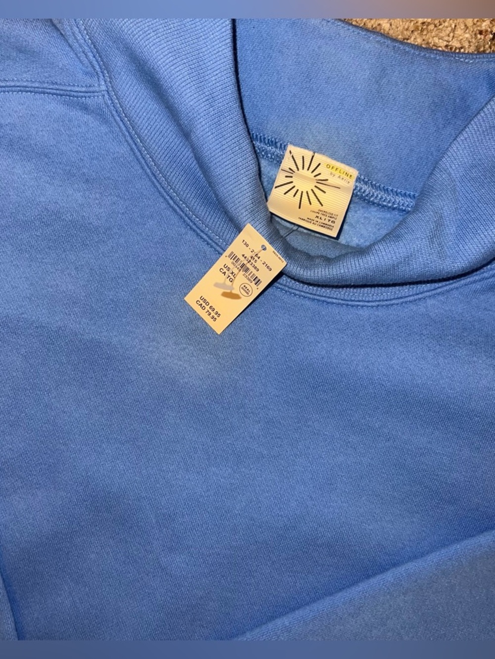 Aerie Offline Cloud Fleece Oversized Mockneck Sweatshirt - Blue - Size XL - NWT - Picture 6 of 6